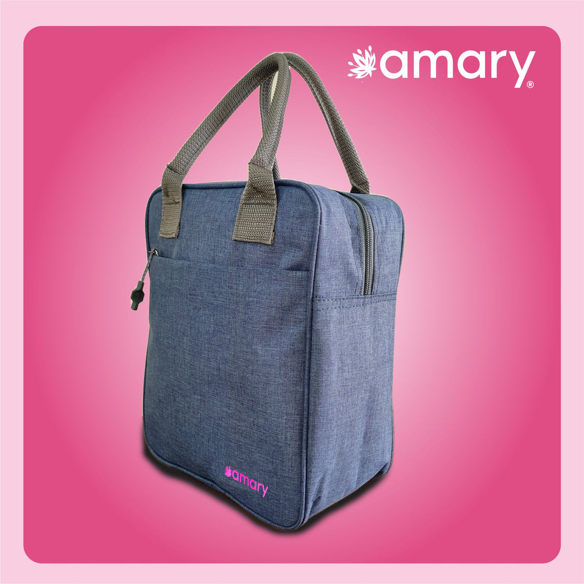 AMARY Lunch Bag | Special Light Material, Water Repellent, Insulated | Keeps Hot and Cold | Zipper & Sturdy Stitching | Spacious Tiffin Bag for Office, College, School, Outdoor & Picnic (Airport Blue, 8 Litre)